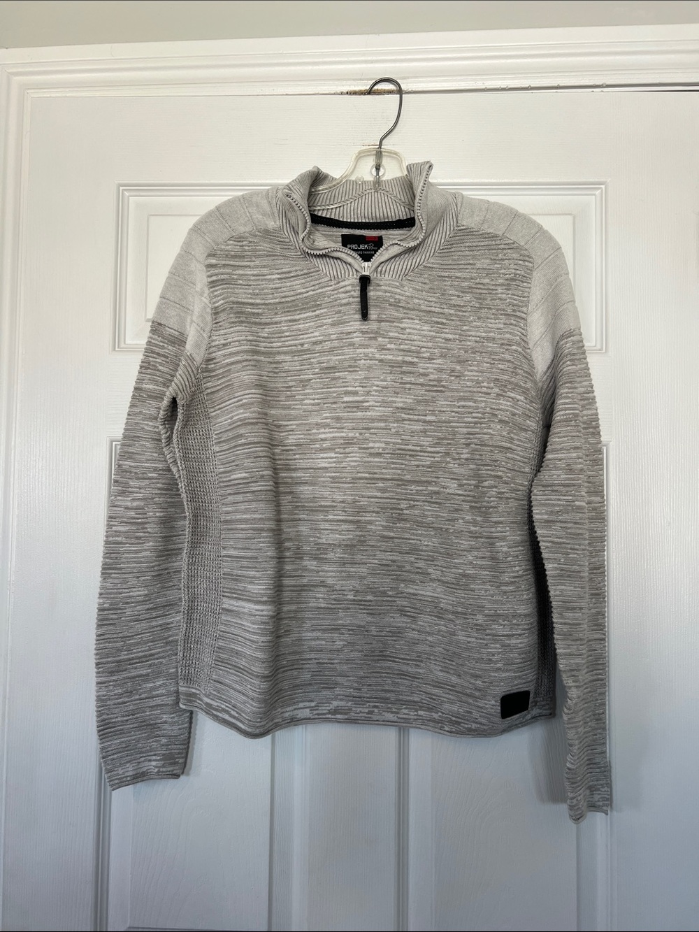 Project Raw Men's Half-Zip Sweater in Light Gray